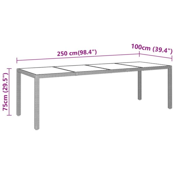 Vrtni stol 250x100x75 cm od kaljenog stakla i poliratana sivi Namještaj Naručite namještaj na deko.hr 24