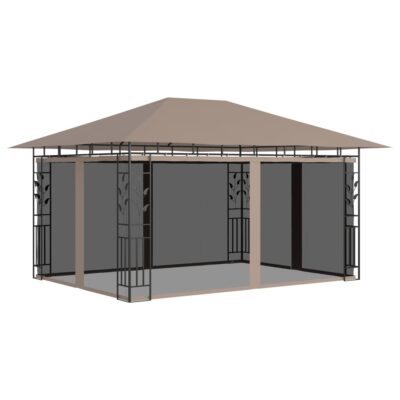 Sjenica s mrežom protiv komaraca 4x3x2,73 m smeđe-siva 180 g/m² Dom i vrt Naručite namještaj na deko.hr