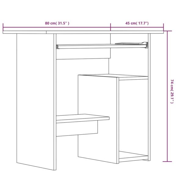 Radni stol boja dimljenog hrasta 80x45x74 cm konstruirano drvo Namještaj Naručite namještaj na deko.hr 26