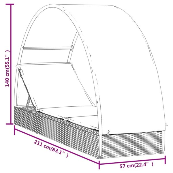 Ležaj za sunčanje s krovom crni 211 x 57 x 140 cm poliratan Ležaljke za sunčanje Naručite namještaj na deko.hr 30