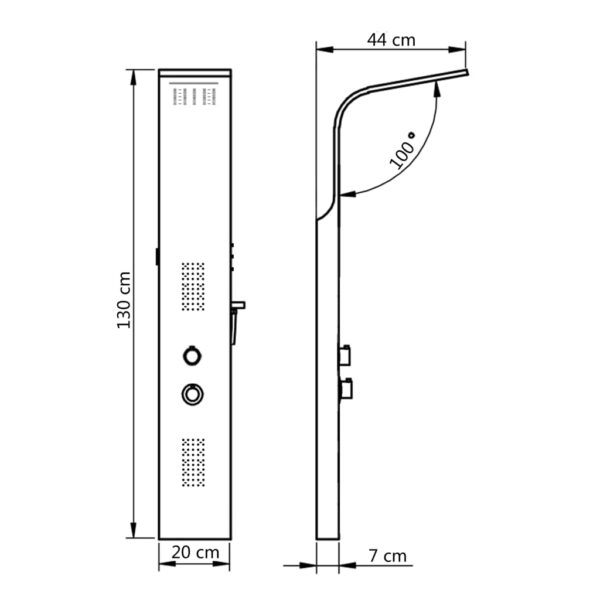 Panel za tuširanje aluminijski 20 x 44 x 130 cm bijeli Dijelovi i željezarija za vodoinstalaterstvo Naručite namještaj na deko.hr 30