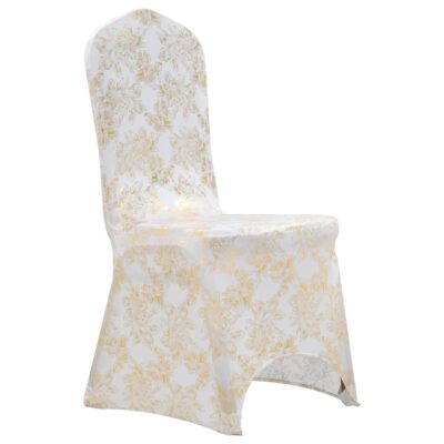 Navlake za stolice 25 kom rastezljive bijele sa zlatnim uzorkom Presvlake Naručite namještaj na deko.hr