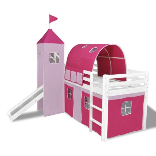 Drveni krevet na kat “Princeza” s ljestvama i toboganom, ružičasti Kreveti za djecu i bebe Naručite namještaj na deko.hr 21