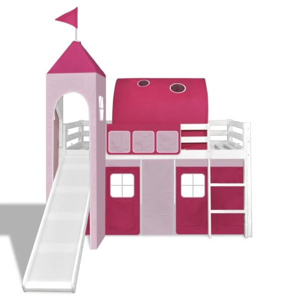 Drveni krevet na kat “Princeza” s ljestvama i toboganom, ružičasti Kreveti za djecu i bebe Naručite namještaj na deko.hr 23
