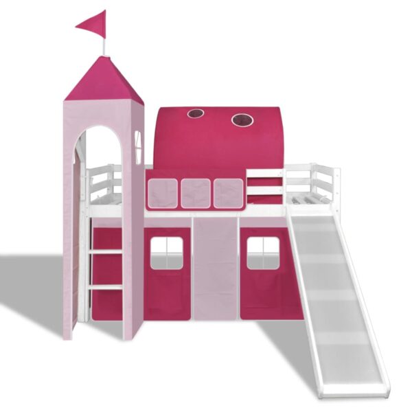 Drveni krevet na kat “Princeza” s ljestvama i toboganom, ružičasti Kreveti za djecu i bebe Naručite namještaj na deko.hr 24