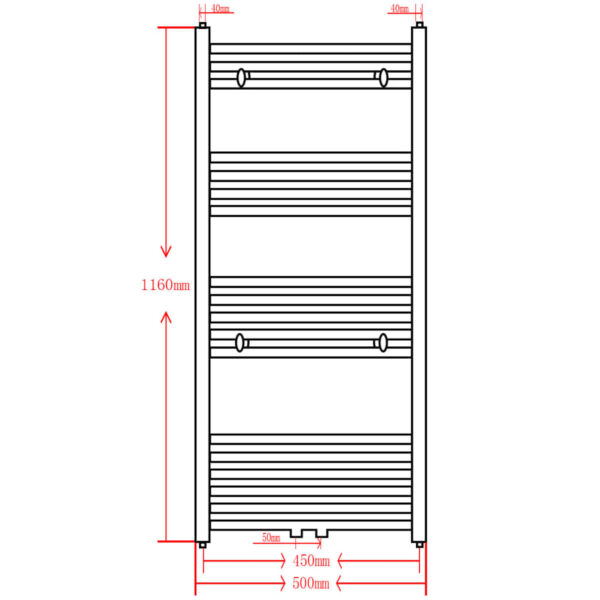 Kupaonski radijator za ručnike s prečkama ravni sivi 500 x 1160 mm Grijanjski Radijatori Naručite namještaj na deko.hr 28