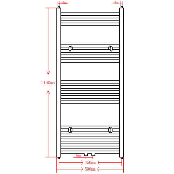 Crni kupaonski radijator za centralno grijanje ravni 500 x 1160 mm Aparati za Kontrolu Klime Naručite namještaj na deko.hr 28