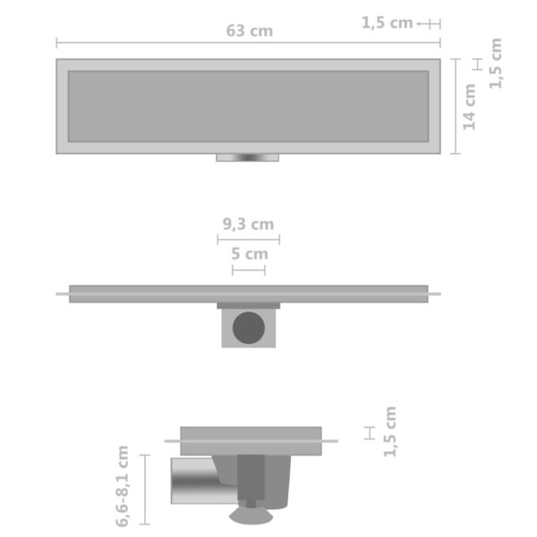 Odvod za tuš s poklopcem 2-u-1 63 x 14 cm od nehrđajućeg čelika Dijelovi i željezarija za vodoinstalaterstvo Naručite namještaj na deko.hr 28