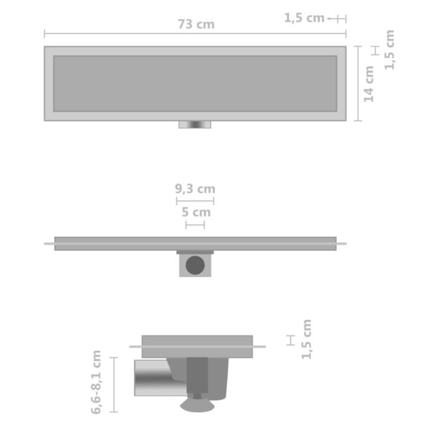 Odvod za tuš s poklopcem 2-u-1 73 x 14 cm od nehrđajućeg čelika Dijelovi i željezarija za vodoinstalaterstvo Naručite namještaj na deko.hr 28