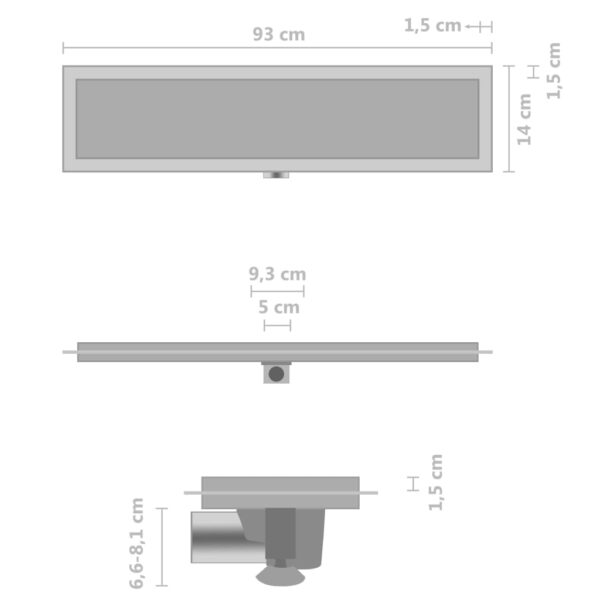 Odvod za tuš s poklopcem 2-u-1 93 x 14 cm od nehrđajućeg čelika Dijelovi i željezarija za vodoinstalaterstvo Naručite namještaj na deko.hr 28