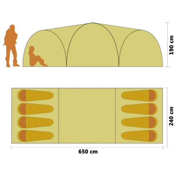 Iglu šator za kampiranje 650 x 240 x 190 cm za 8 osoba žuti Kampiranje i planinarenje Naručite namještaj na deko.hr 25