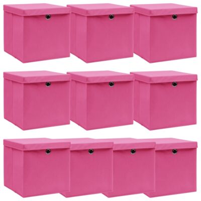 Kutije za pohranu s poklopcima 10 kom roze 32x32x32 cm tkanina Kućanske Kutije za skladištenje Naručite namještaj na deko.hr