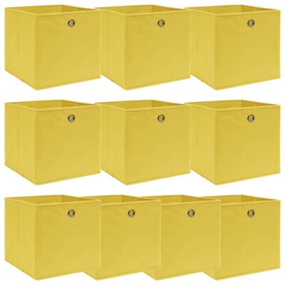 Kutije za pohranu 10 kom žute 32 x 32 x 32 cm od tkanine Kućanske Kutije za skladištenje Naručite namještaj na deko.hr