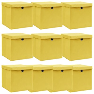 Kutije za pohranu s poklopcima 10 kom žute 32x32x32 cm tkanina Kućanske Kutije za skladištenje Naručite namještaj na deko.hr