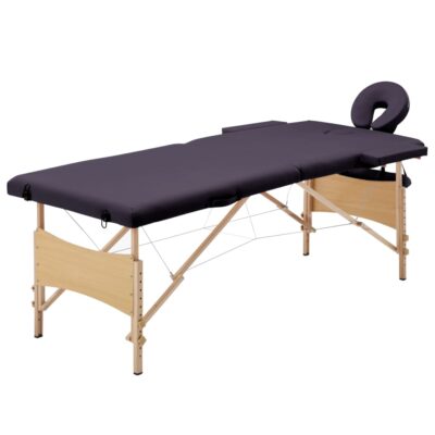 Sklopivi stol za masažu s 2 zone drveni ljubičasti Masaža i opuštanje Naručite namještaj na deko.hr