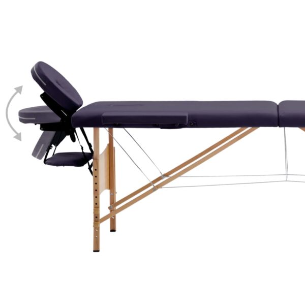 Sklopivi stol za masažu s 2 zone drveni ljubičasti Masaža i opuštanje Naručite namještaj na deko.hr 24