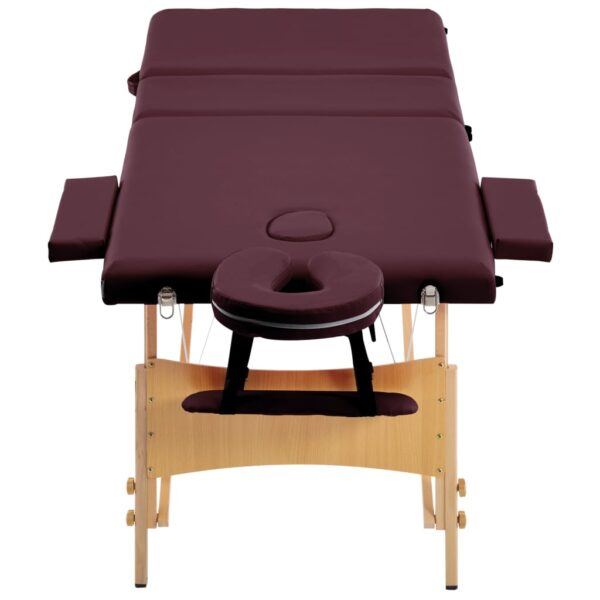 Sklopivi stol za masažu s 3 zone drveni ljubičasta boja vina Masaža i opuštanje Naručite namještaj na deko.hr 23