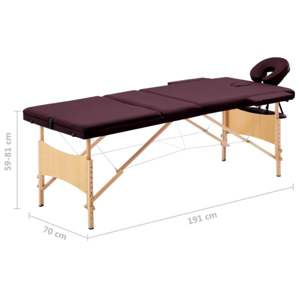 Sklopivi stol za masažu s 3 zone drveni ljubičasta boja vina Masaža i opuštanje Naručite namještaj na deko.hr 28