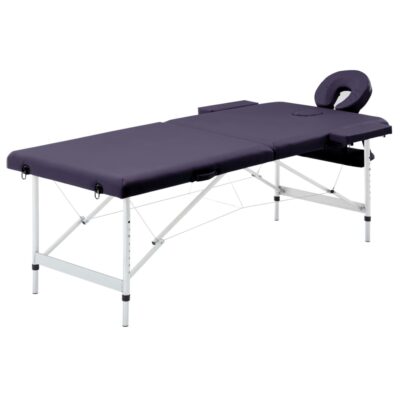 Sklopivi stol za masažu s 2 zone aluminijski ljubičasti Masaža i opuštanje Naručite namještaj na deko.hr