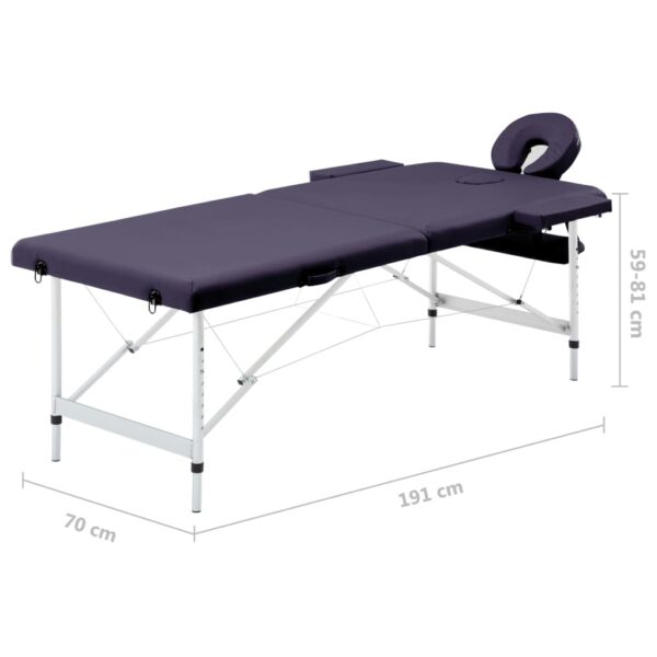 Sklopivi stol za masažu s 2 zone aluminijski ljubičasti Masaža i opuštanje Naručite namještaj na deko.hr 28