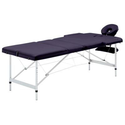 Sklopivi stol za masažu s 3 zone aluminijski ljubičasti Masaža i opuštanje Naručite namještaj na deko.hr