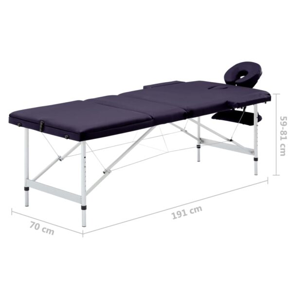 Sklopivi stol za masažu s 3 zone aluminijski ljubičasti Masaža i opuštanje Naručite namještaj na deko.hr 28