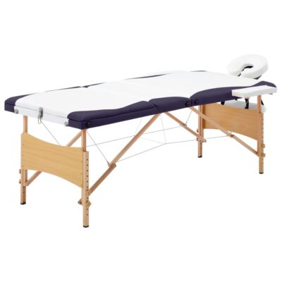 Sklopivi stol za masažu s 3 zone drveni bijelo-ljubičasti Masaža i opuštanje Naručite namještaj na deko.hr