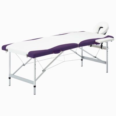 Sklopivi masažni stol s 2 zone aluminijski bijelo-ljubičasti Masaža i opuštanje Naručite namještaj na deko.hr