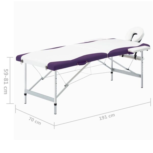 Sklopivi masažni stol s 2 zone aluminijski bijelo-ljubičasti Masaža i opuštanje Naručite namještaj na deko.hr 28