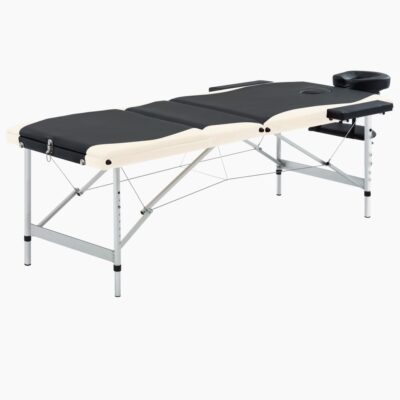 Sklopivi stol za masažu s 3 zone aluminijski crni i bež Masaža i opuštanje Naručite namještaj na deko.hr