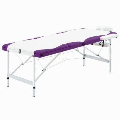 Sklopivi stol za masažu s 3 zone aluminijski bijelo-ljubičasti Masaža i opuštanje Naručite namještaj na deko.hr