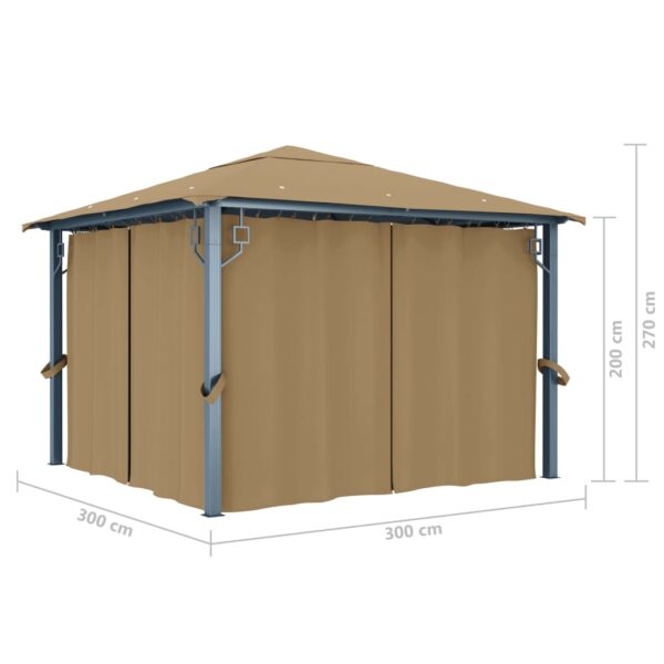 Sjenica sa zastorom 300 x 300 cm smeđe-siva aluminijska Dom i vrt Naručite namještaj na deko.hr 27