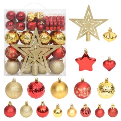 Set božićnih kuglica od 70 komada zlatne i crvene Blagdanski ukrasi Naručite namještaj na deko.hr