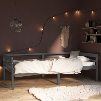 Okvir za krevet od masivne borovine tamnosivi 90 x 200 cm Kreveti i dodaci za krevete Naručite namještaj na deko.hr