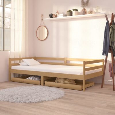Dnevni ležaj s ladicama 90×200 cm boja meda od masivne borovine Kreveti i dodaci za krevete Naručite namještaj na deko.hr