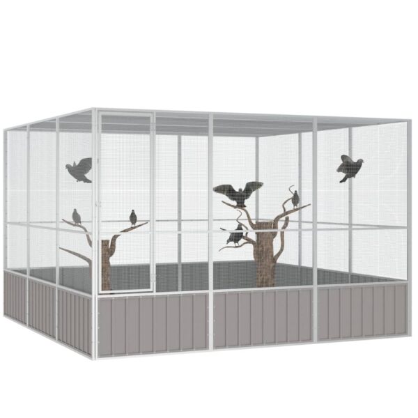 Kavez za ptice sivi 302,5×324,5×211,5 cm od pocinčanog čelika Kavezi za ptice i stalci Naručite namještaj na deko.hr 21
