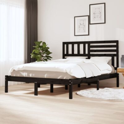 Okvir kreveta crni 135 x 190 cm bračni od masivne borovine Kreveti i dodaci za krevete Naručite namještaj na deko.hr