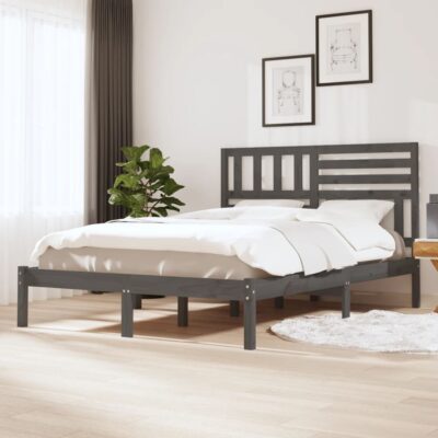Okvir za krevet od masivne borovine sivi 140 x 190 cm Kreveti i dodaci za krevete Naručite namještaj na deko.hr