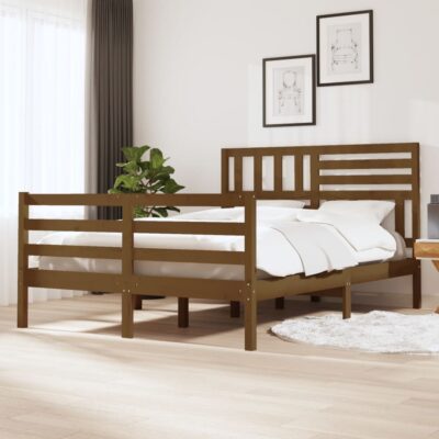 Okvir za krevet boja meda 120 x 190 cm mali bračni drveni Kreveti i dodaci za krevete Naručite namještaj na deko.hr