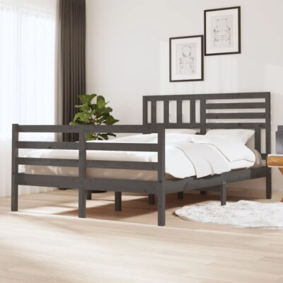 Okvir za krevet od masivnog drva sivi 140 x 190 cm Kreveti i dodaci za krevete Naručite namještaj na deko.hr