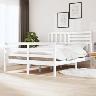 Okvir za krevet od masivnog drva bijeli 120 x 200 cm Kreveti i dodaci za krevete Naručite namještaj na deko.hr