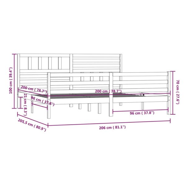 Okvir za krevet od masivnog drva bijeli 200 x 200 cm Kreveti i dodaci za krevete Naručite namještaj na deko.hr 9