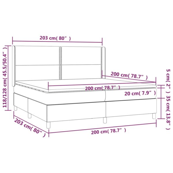 Krevet box spring s madracem LED tamnosivi 200×200 cm baršun Kreveti i dodaci za krevete Naručite namještaj na deko.hr 8