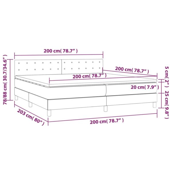 Krevet box spring s madracem LED bijeli 200×200 cm umjetna koža Kreveti i dodaci za krevete Naručite namještaj na deko.hr 8