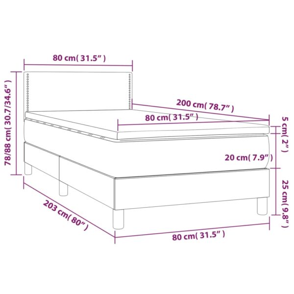 Krevet box spring s madracem LED crni 80 x 200 cm baršunasti Kreveti i dodaci za krevete Naručite namještaj na deko.hr 8