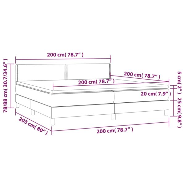 Krevet box spring s madracem LED tamnosivi 200×200 cm baršun Kreveti i dodaci za krevete Naručite namještaj na deko.hr 8