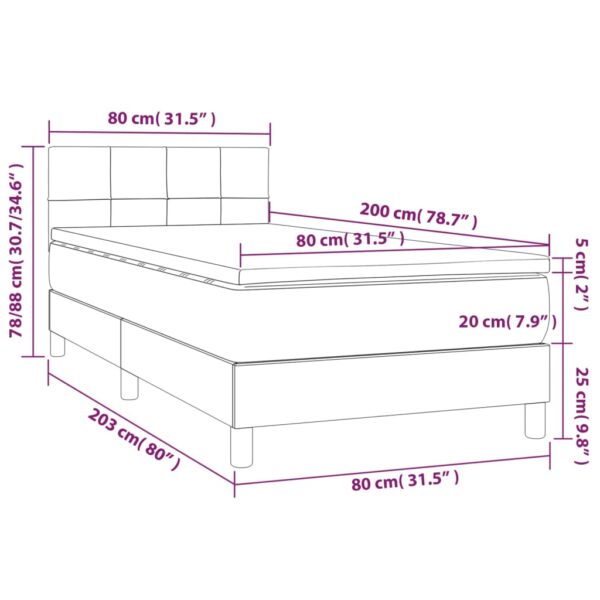 Krevet box spring s madracem LED crni 80 x 200 cm baršunasti Kreveti i dodaci za krevete Naručite namještaj na deko.hr 8