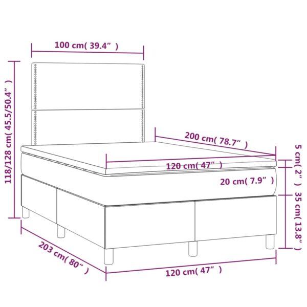 Krevet box spring s madracem LED tamnosivi 120 x 200 cm baršun Kreveti i dodaci za krevete Naručite namještaj na deko.hr 8