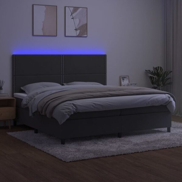 Krevet box spring s madracem LED tamnosivi 200×200 cm baršun Kreveti i dodaci za krevete Naručite namještaj na deko.hr 4