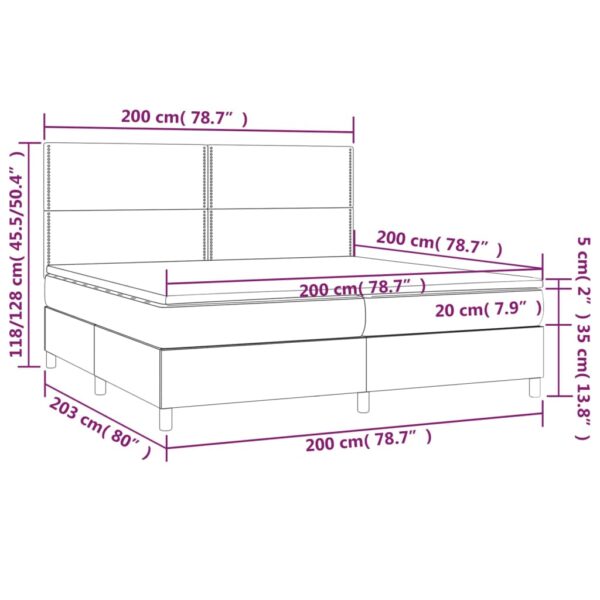 Krevet box spring s madracem LED tamnosivi 200×200 cm baršun Kreveti i dodaci za krevete Naručite namještaj na deko.hr 8